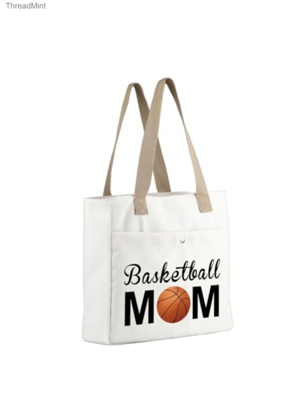 Basketball Mom Canvas Tote Bag Large Water Resistant Gift for Sports Lovers